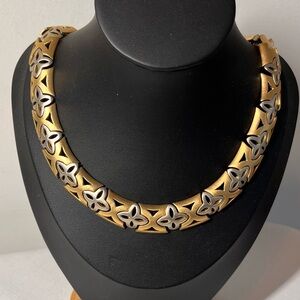 Vintage Butler choker necklace. Gold and silver two tone. Adjustable length